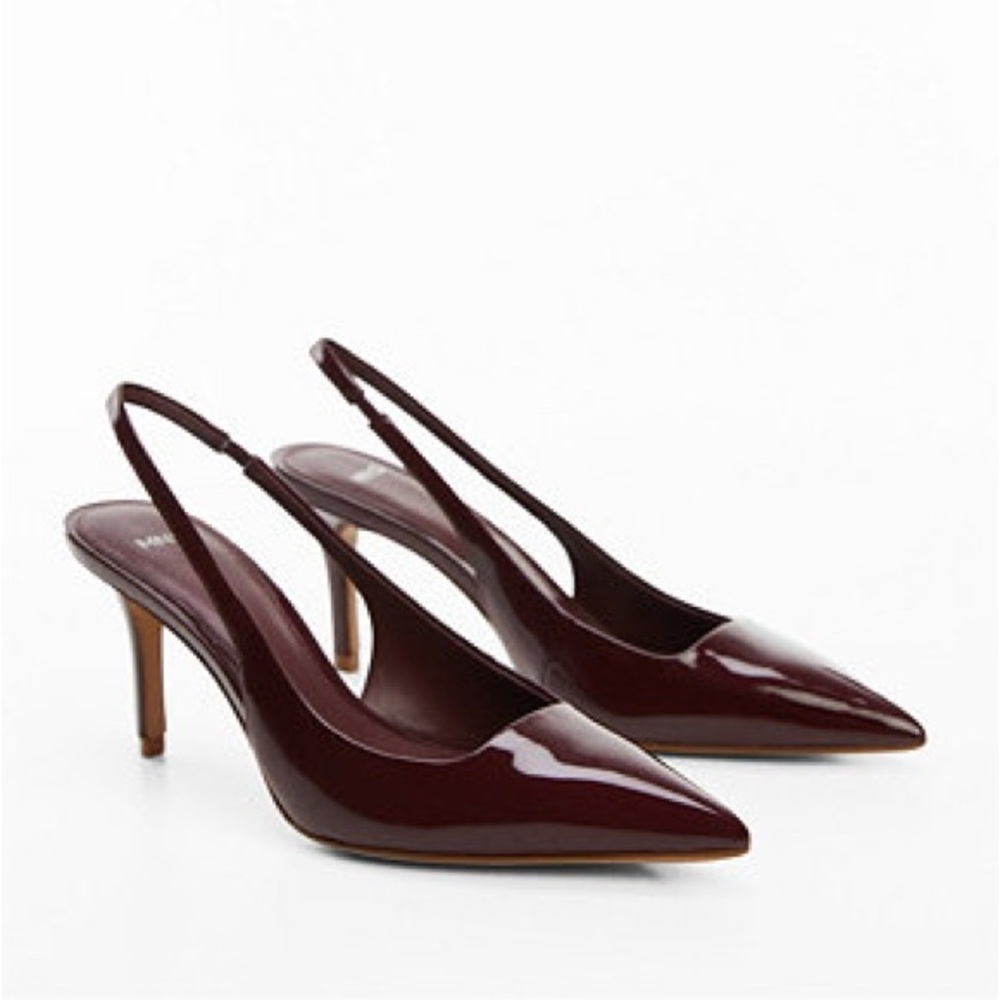 Mango Burgandy Slingback Heels